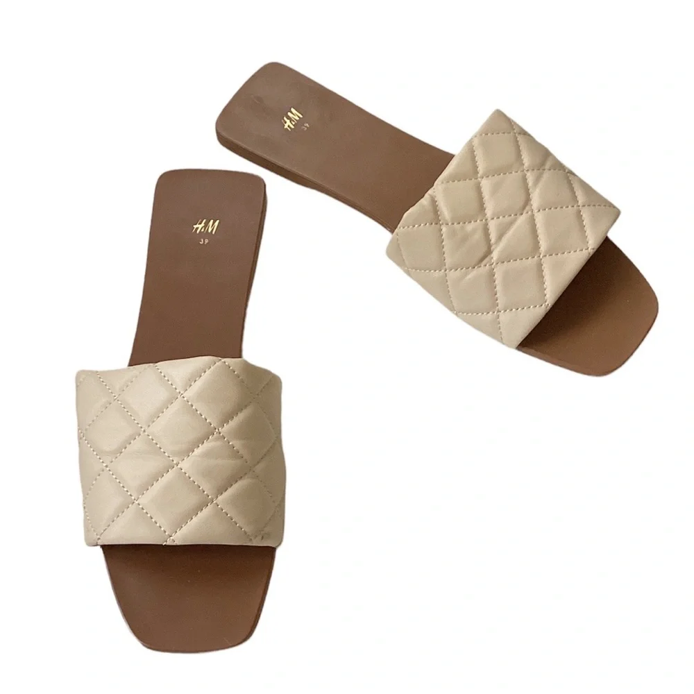 H&M Neutral Square Toe Flat Sandal size 9 - Picture 2 of 5